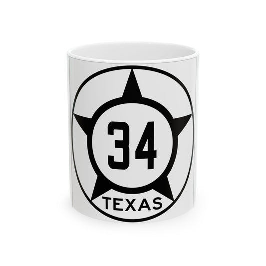 Old Texas 34 (Texas) (Road Sign) White Coffee Mug