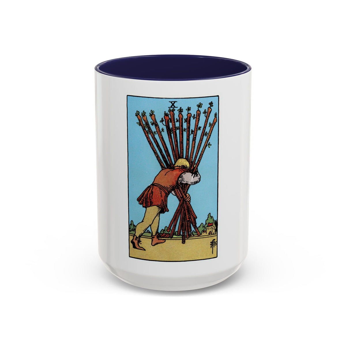 The 10 of Wands (Tarot Card) Accent Coffee Mug
