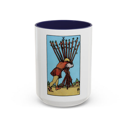 The 10 of Wands (Tarot Card) Accent Coffee Mug