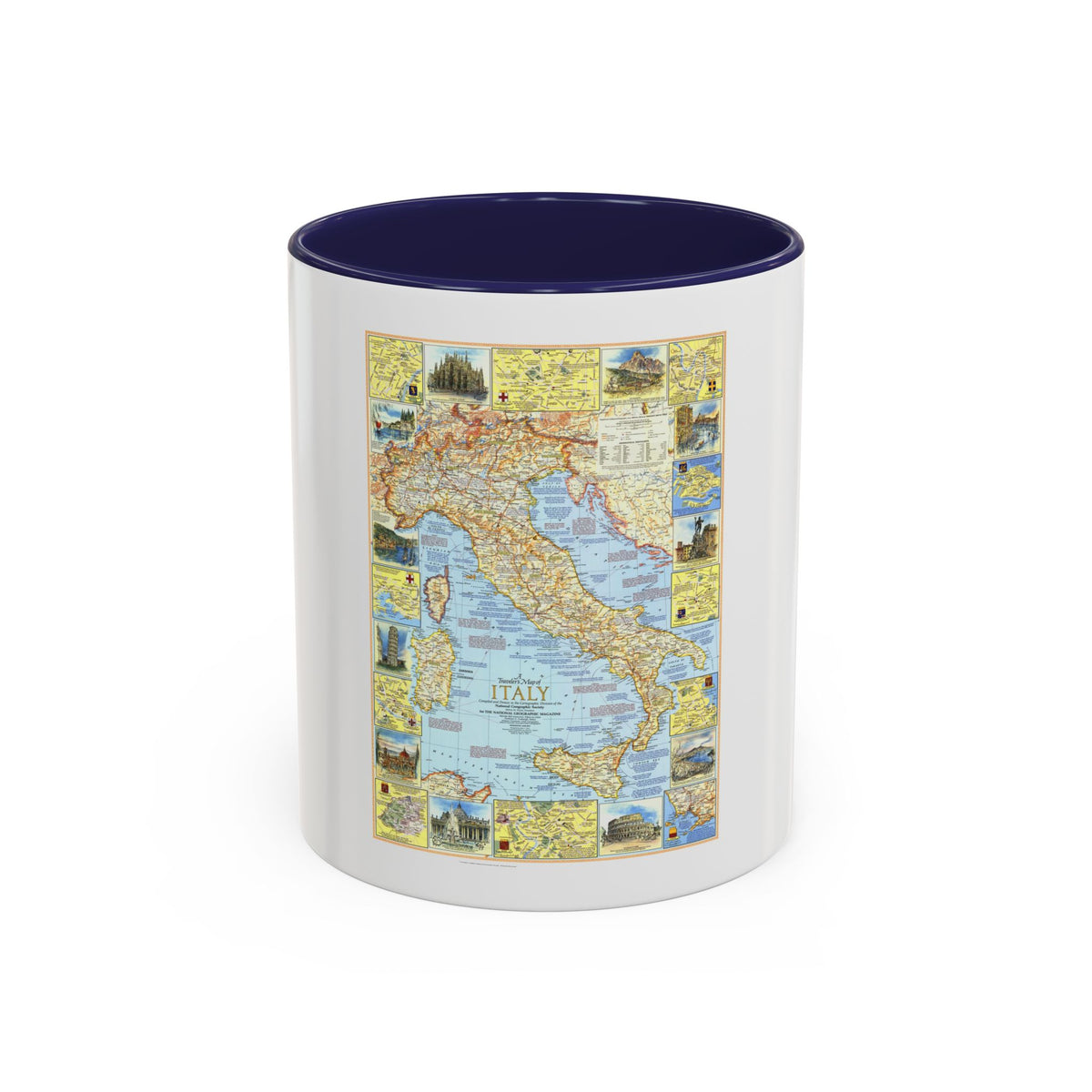 Italy - A Traveller's Map 1 (1970) (Map) Accent Coffee Mug
