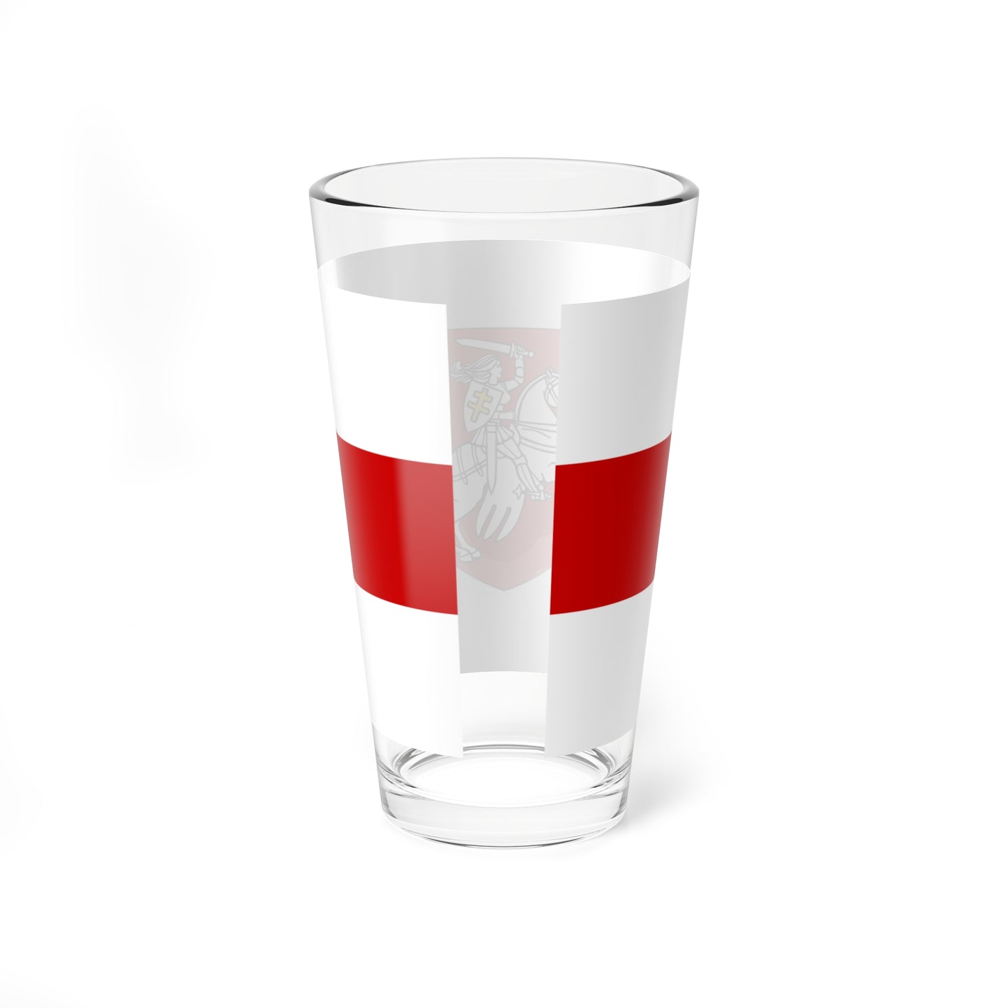 Flag of Belarus 1918 1991-1995 with Pahonia womens version (Belarus) (Coat of Arms) Pint Glass 16oz