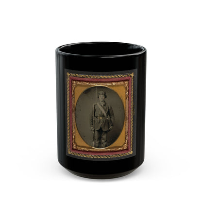 Unidentified Soldier In Union Uniform With Bayoneted Musket And Cartridge Box (U.S. Civil War) Black Coffee Mug