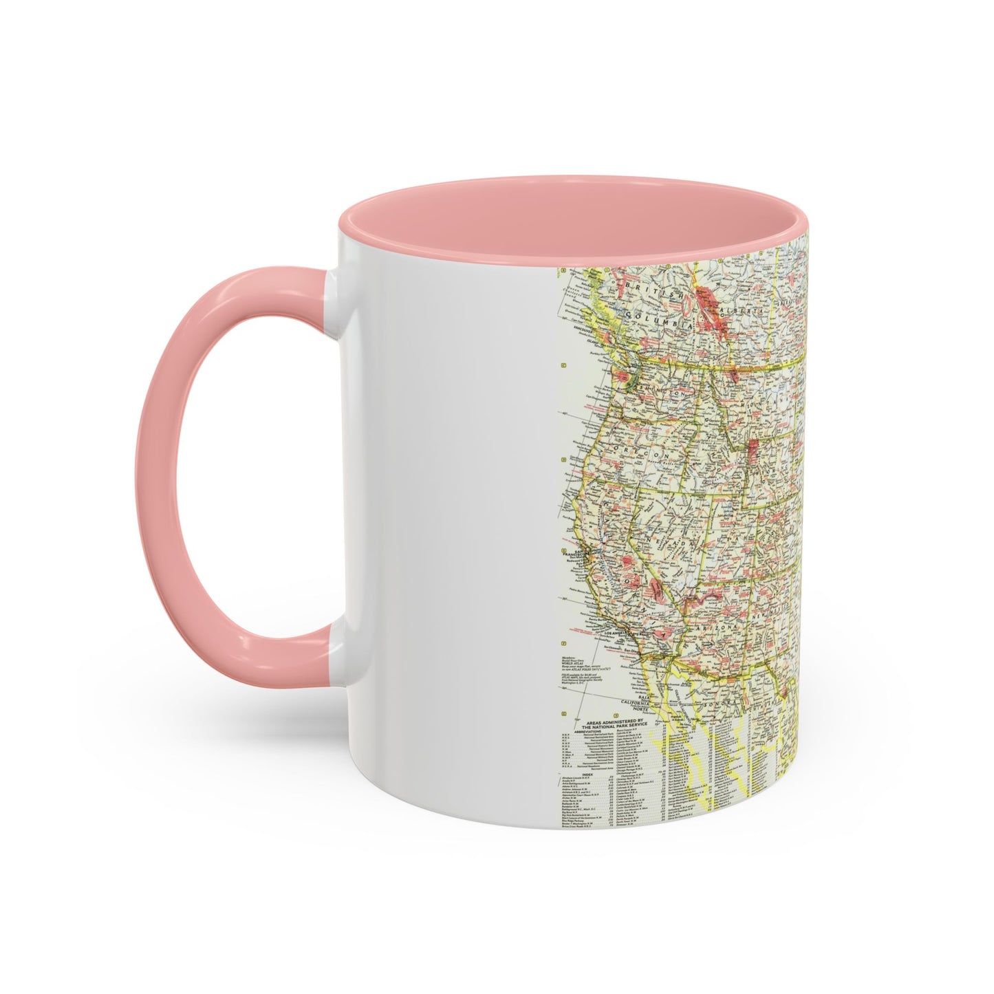 USA - National Parks and Historic Sites 1 (1958) (Map) Accent Coffee Mug