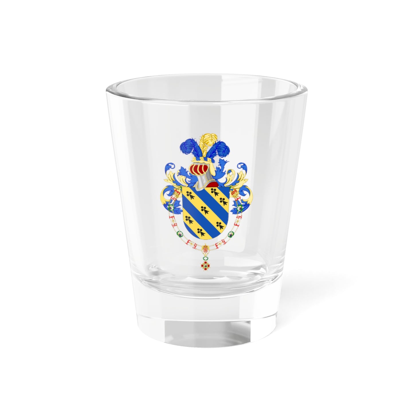 Coat of Arms of Iván Duque Order of Isabella the Catholic (Spain) (Coat of Arms) Shot Glass 1.5oz