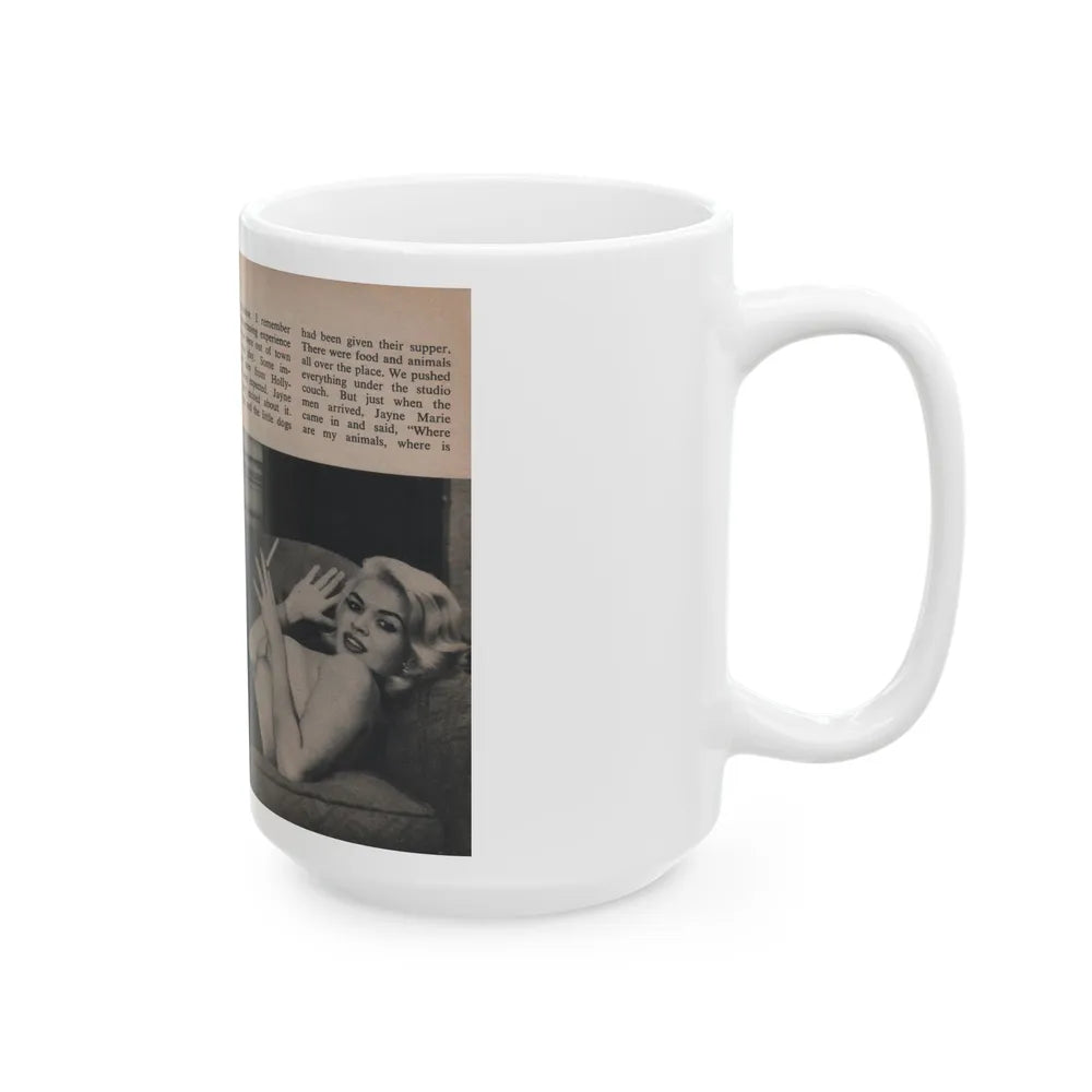 Jayne Mansfield #304 - JAYNE Pocket Magazine Pages 52 & 53 (Vintage Female Icon) White Coffee Mug-Go Mug Yourself