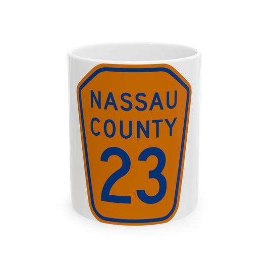 Nassau County 23 NY (New York) (Road Sign) White Coffee Mug