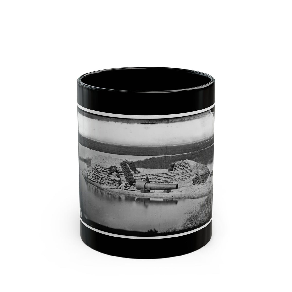 Morris Island, South Carolina. Battery Hays. One 8-Inch Parrot Rifle, Dismounted. Breaching Battery Against Fort Sumter (U.S. Civil War) Black Coffee Mug
