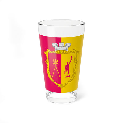 Flag of Kamianske with coat of arms 1-1 (Ukraine) Pint Glass 16oz