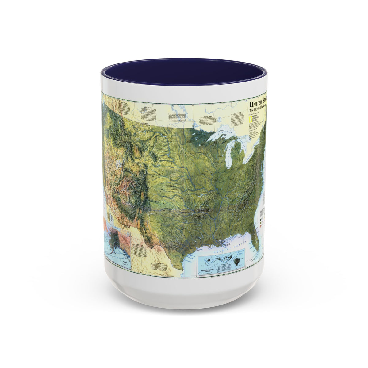 USA - The Physical Landscape (1996) (Map) Accent Coffee Mug