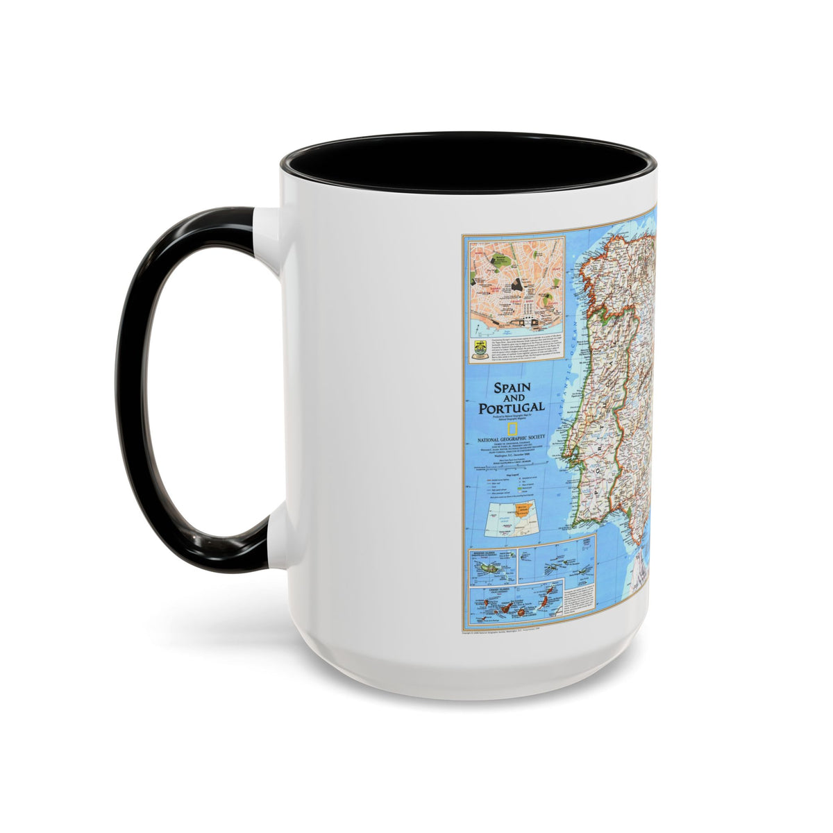 Spain and Portugal (1998) (Map) Accent Coffee Mug