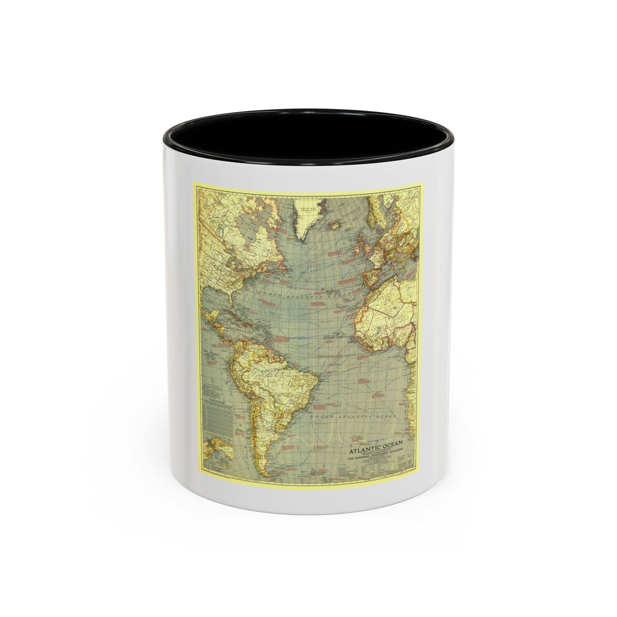 Atlantic Ocean (1939) (Map) Accent Coffee Mug