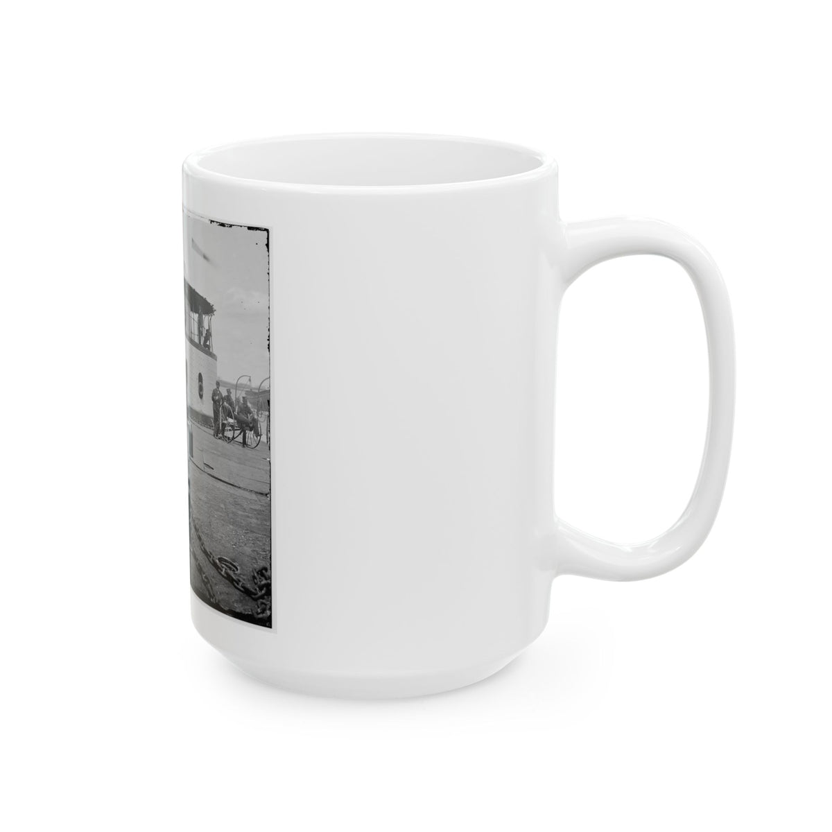 Charleston Harbor, S.C. Deck And Officers Of U.S.S. Monitor Catskill; Lt. Comdr. Edward Barrett Seated On The Turret (U.S. Civil War) White Coffee Mug