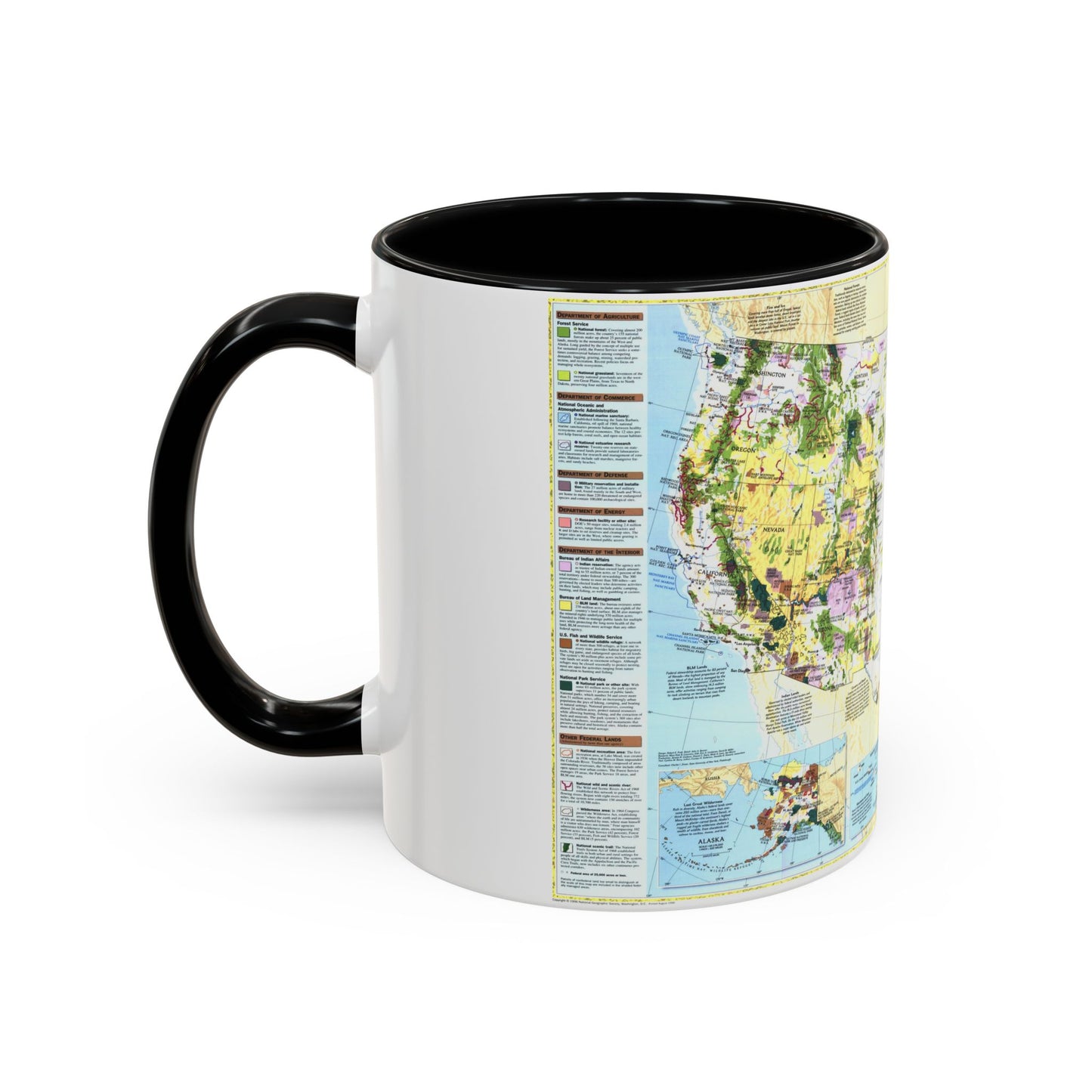 USA - Terres fédérales dans les cinquante États (1996) (Carte) Tasse à café décorative