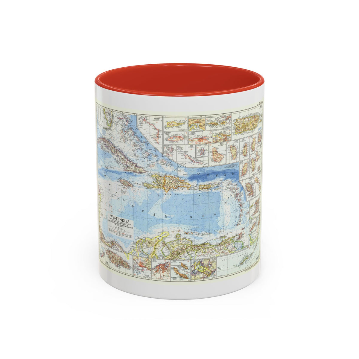 West Indies (1954) (Map) Accent Coffee Mug