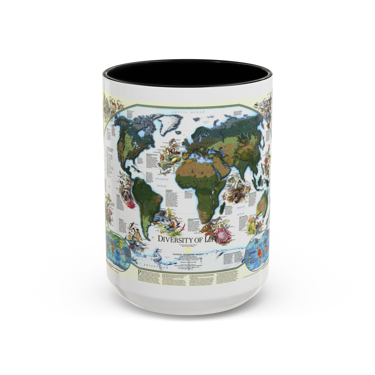 World Map - Diversity of Life (1999) (Map) Accent Coffee Mug