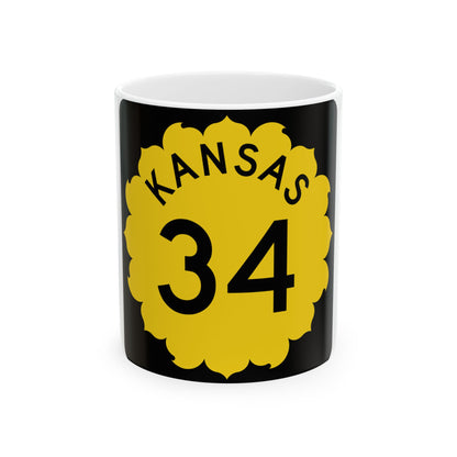 K-34 1962 (Kansas) (Road Sign) White Coffee Mug