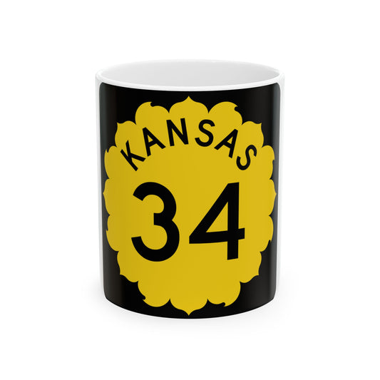 K-34 1962 (Kansas) (Road Sign) White Coffee Mug