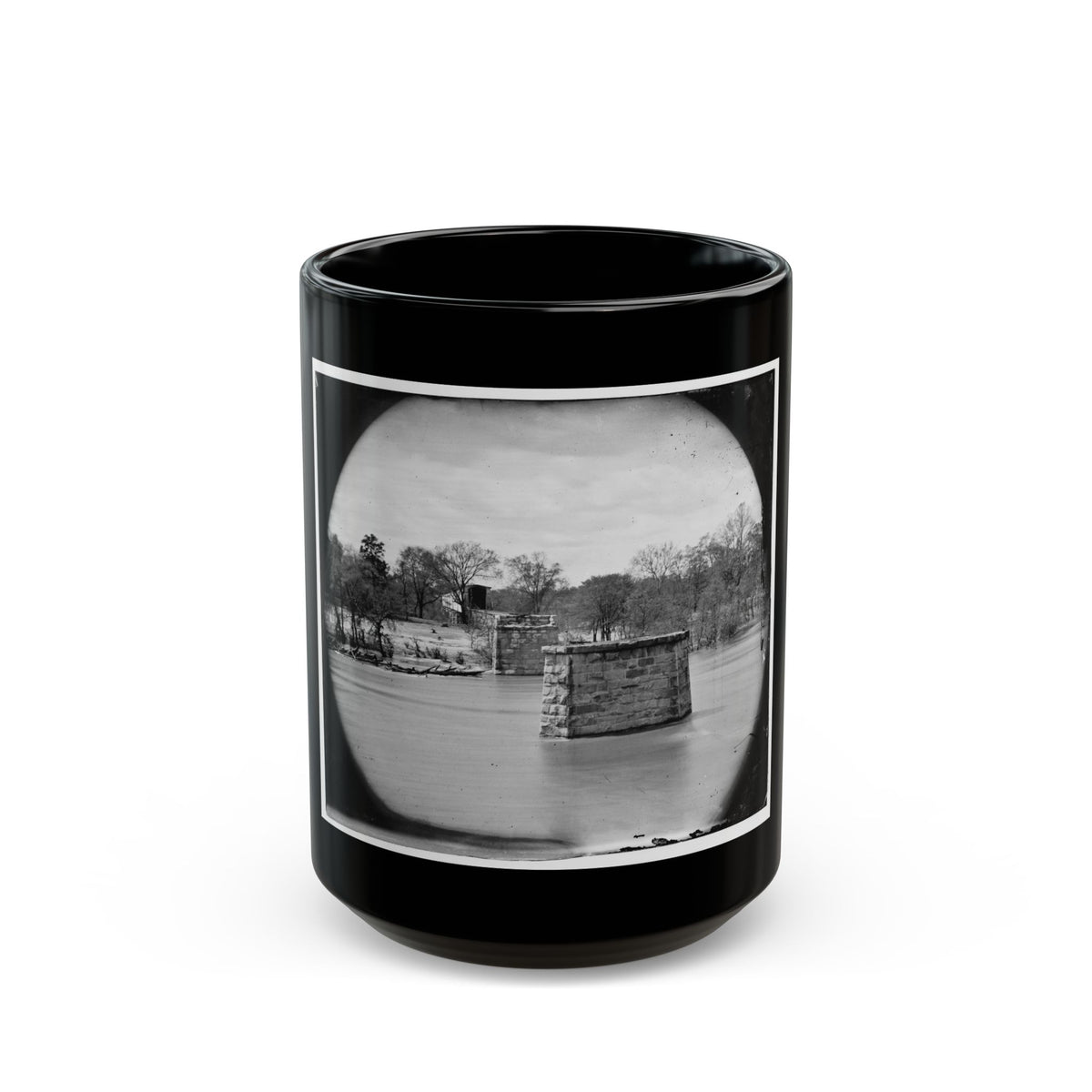 Richmond, Va. Ruins Of Richmond & Danville Railroad Bridge; The City Beyond (U.S. Civil War) Black Coffee Mug