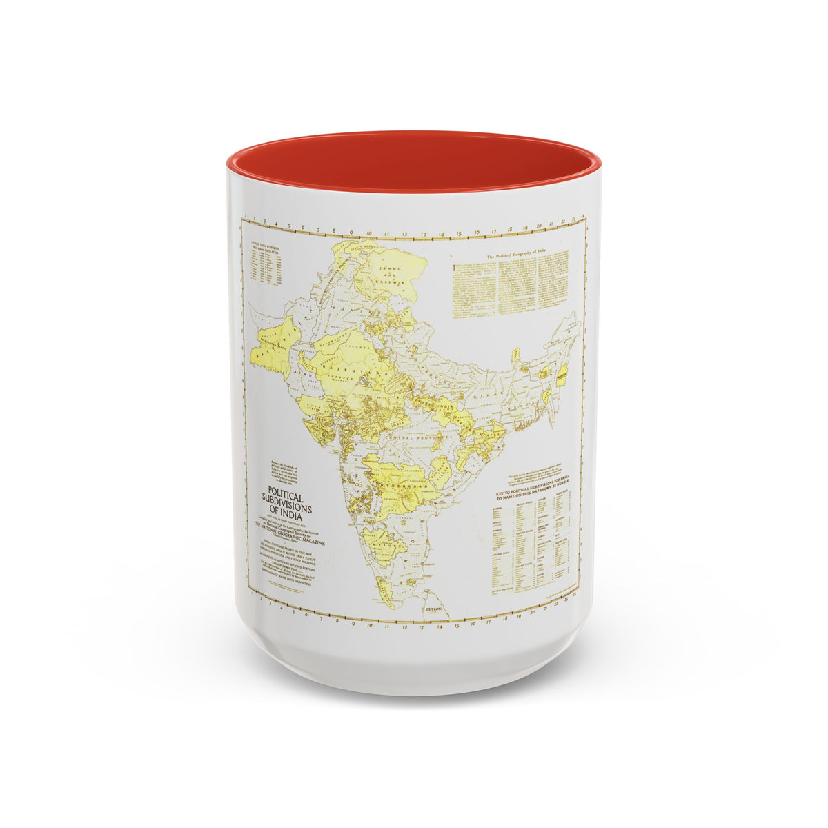 India - Political Subdivisions (1946) (Map) Accent Coffee Mug