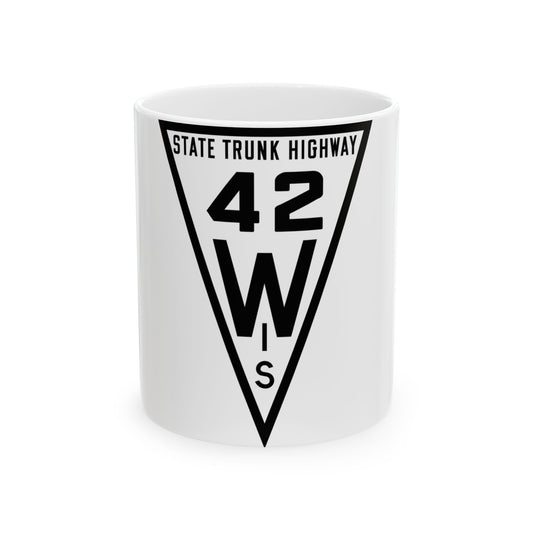 WIS 42 1919 (Wisconsin) (Road Sign) White Coffee Mug