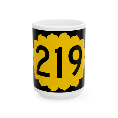 K-219 (Kansas) (Road Sign) White Coffee Mug