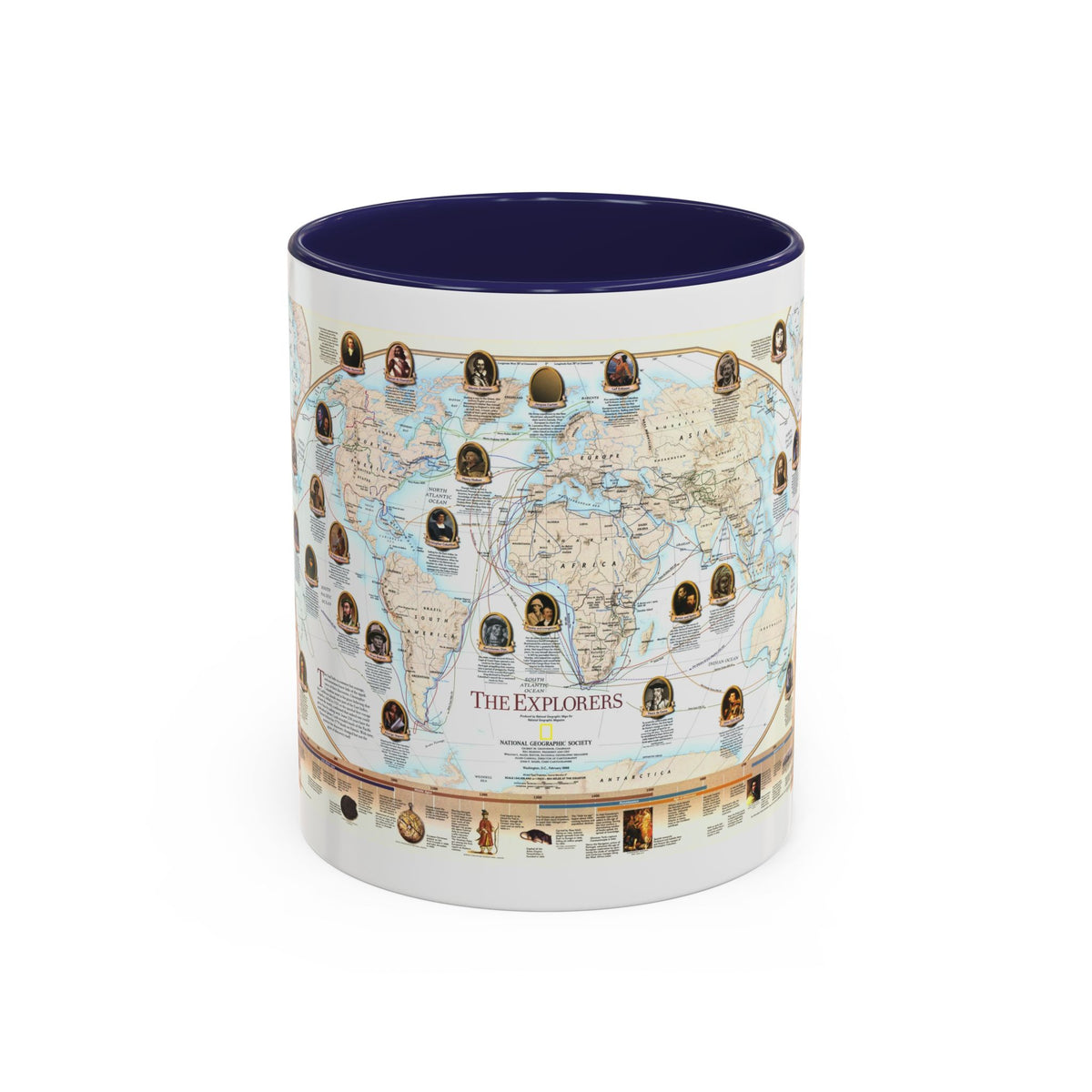 World Map - Explorers (1998) (Map) Accent Coffee Mug