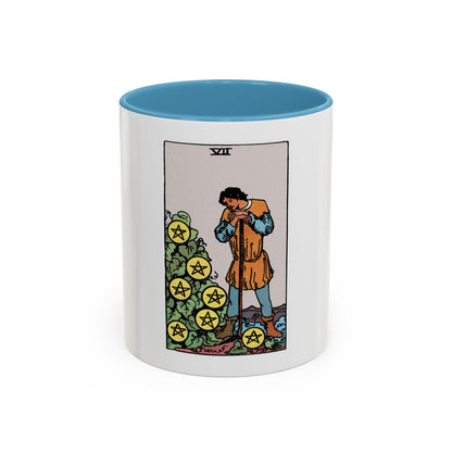 The 7 of Pentacles (Tarot Card) Accent Coffee Mug