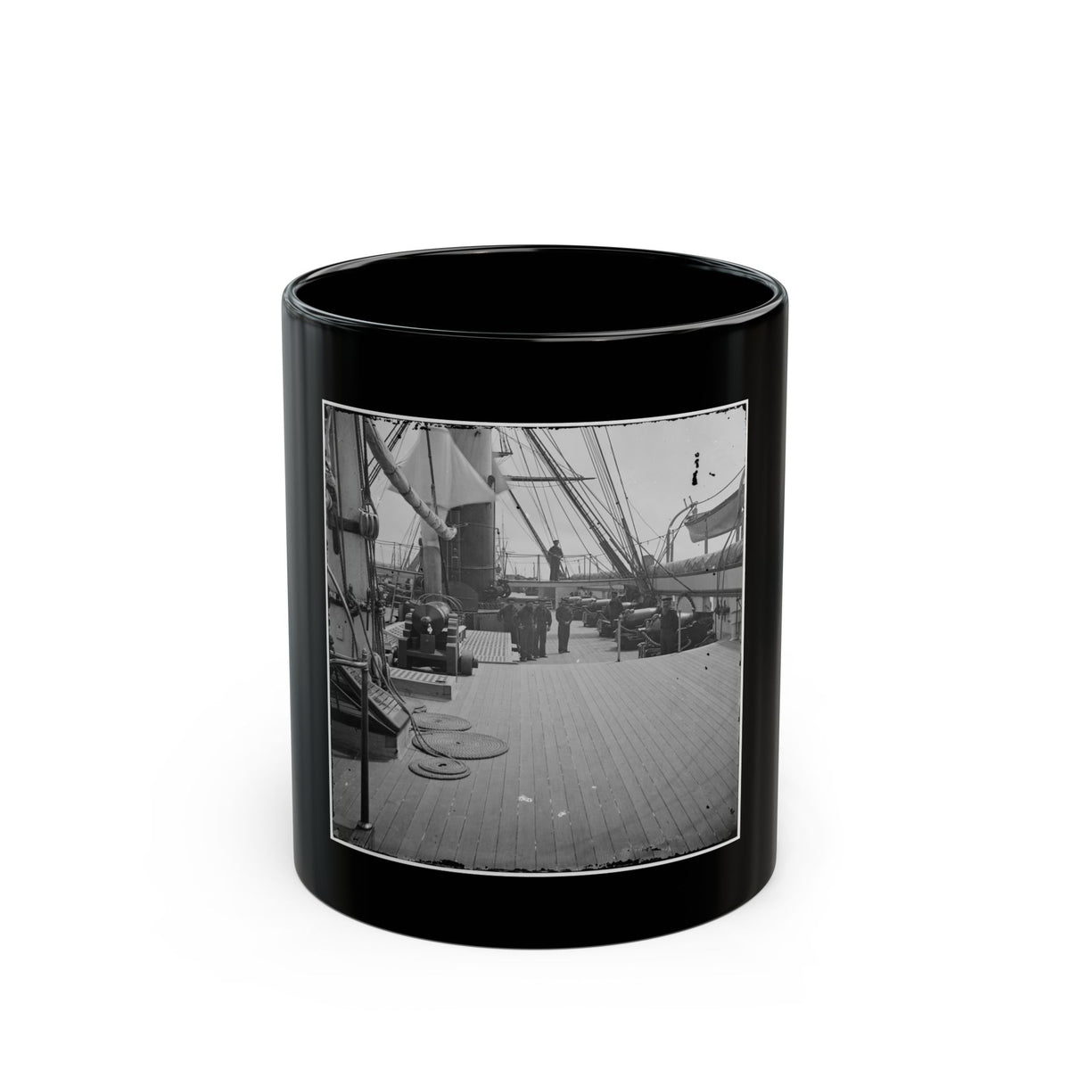 Charleston Harbor, S.C. Crew Members, Quarterdeck, And Starboard Battery Of U.S.S. Pawnee (U.S. Civil War) Black Coffee Mug