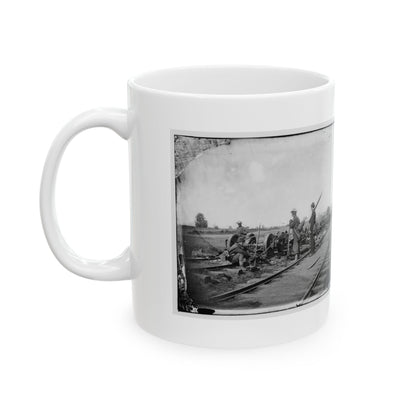 Manassas Junction, Va. Soldiers Beside Damaged Rolling Stock Of The Orange & Alexandria Railroad (U.S. Civil War) White Coffee Mug