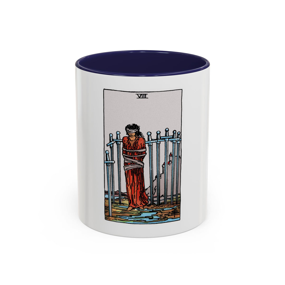 The 8 of Swords (Tarot Card) Accent Coffee Mug