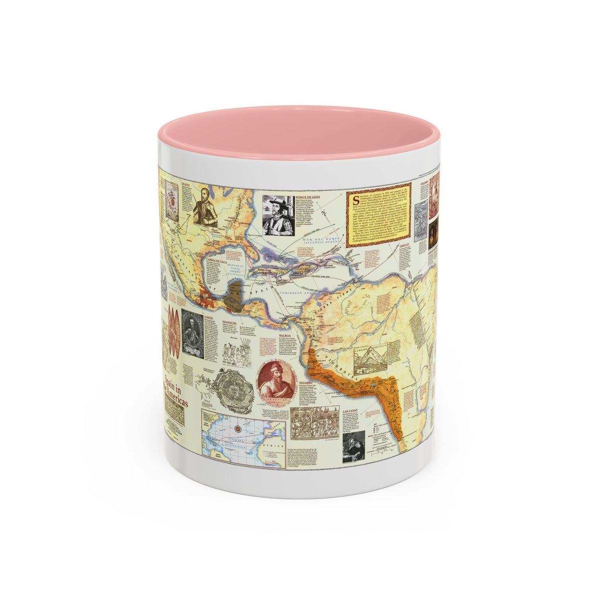 Americas - Spain in the (1992) (Map) Accent Coffee Mug