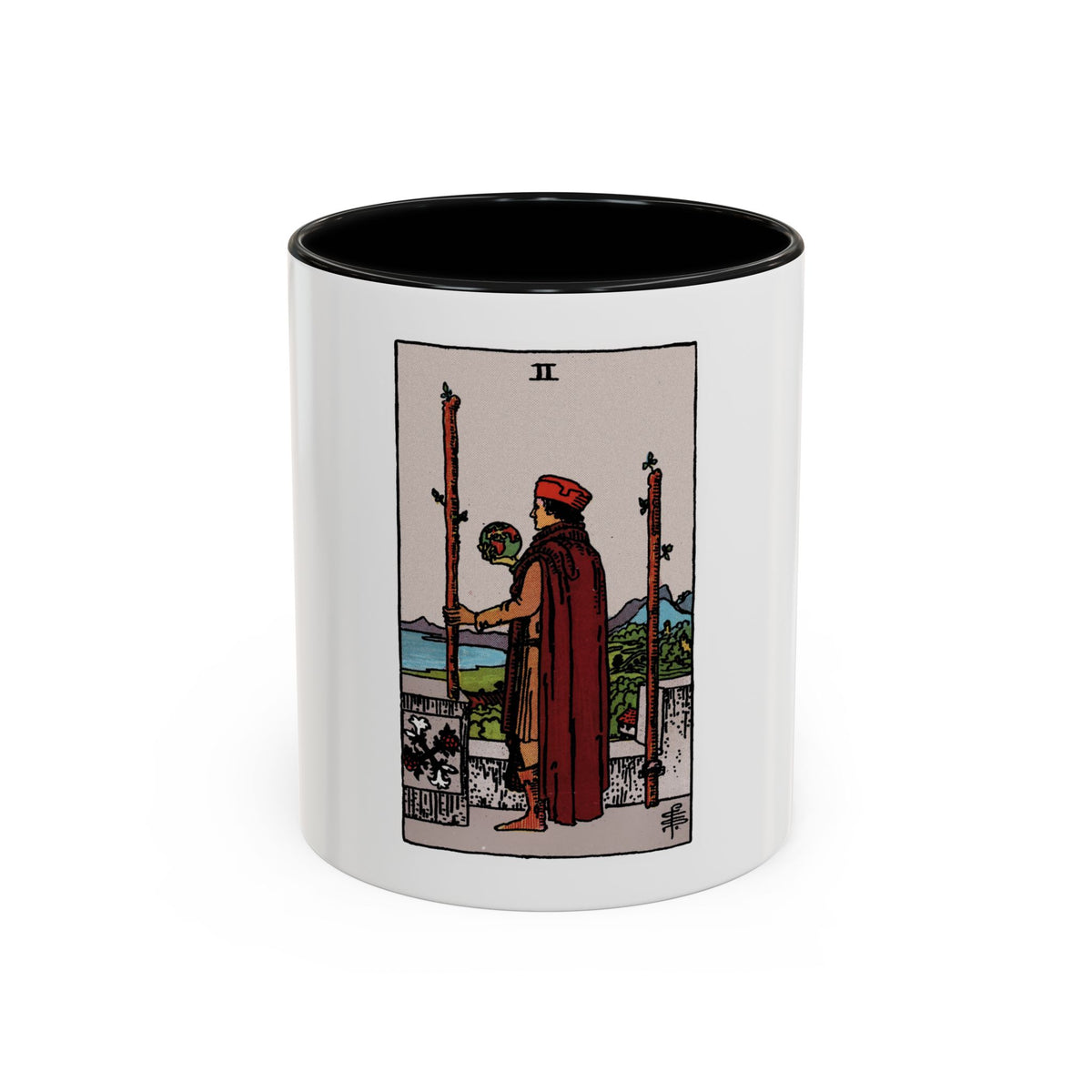 The 2 of Wands (Tarot Card) Accent Coffee Mug