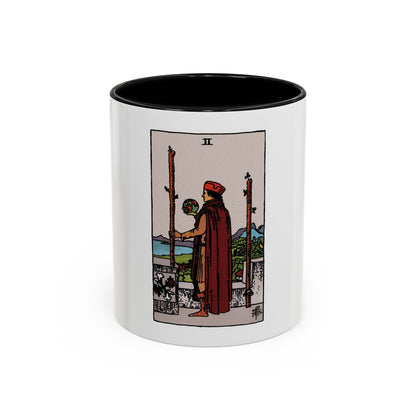 The 2 of Wands (Tarot Card) Accent Coffee Mug