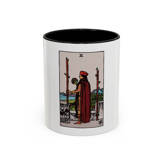 The 2 of Wands (Tarot Card) Accent Coffee Mug