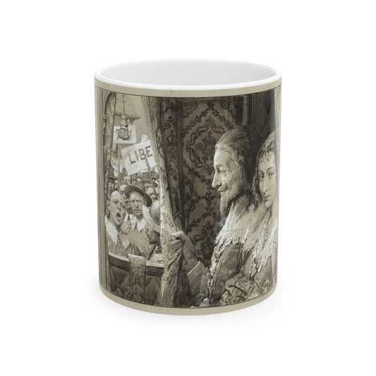 Charles I and his Queen Passing Through the Hostile Crowd - White Coffee Mug-11oz-Go Mug Yourself