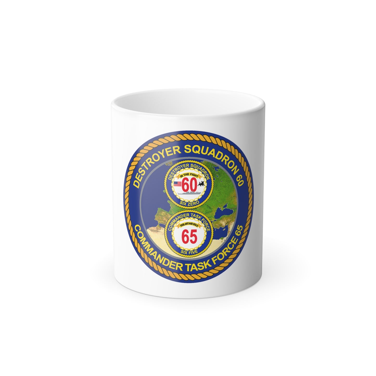 CGLO DESRON 60 CTF 65 Destroyer Squadron 60 and Command Task Force 65 Rota Spain (U.S. Navy) Color Changing Mug 11oz