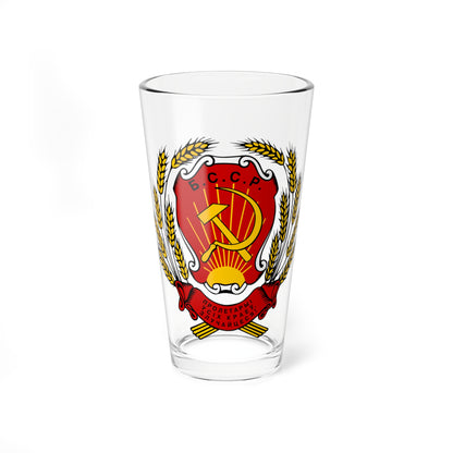 Emblem of the Byelorussian SSR 1920 (Russia) (Coat of Arms) Pint Glass 16oz