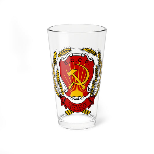Emblem of the Byelorussian SSR 1920 (Russia) (Coat of Arms) Pint Glass 16oz