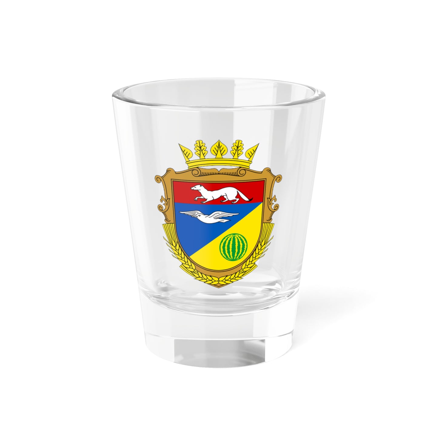 Gornostaivskiy rayon gerb (Ukraine) (Coat of Arms) Shot Glass 1.5oz