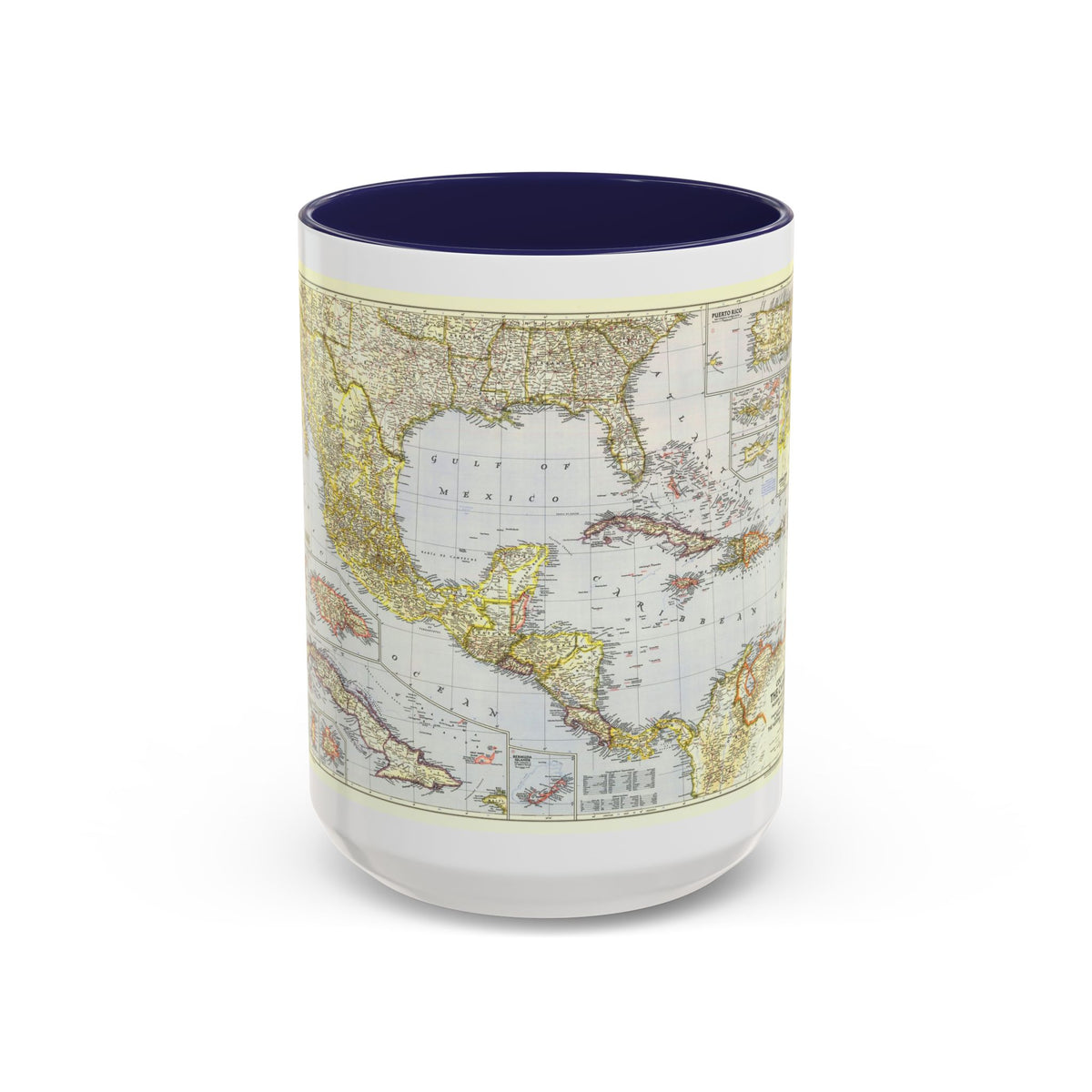 Central America - The Caribbean (1947) (Map) Accent Coffee Mug
