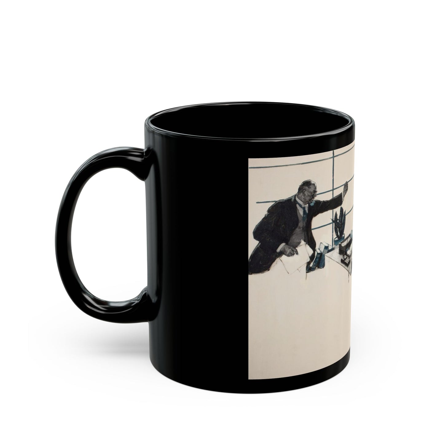 Couple in Modern Office, 1931 - Black Coffee Mug-Go Mug Yourself