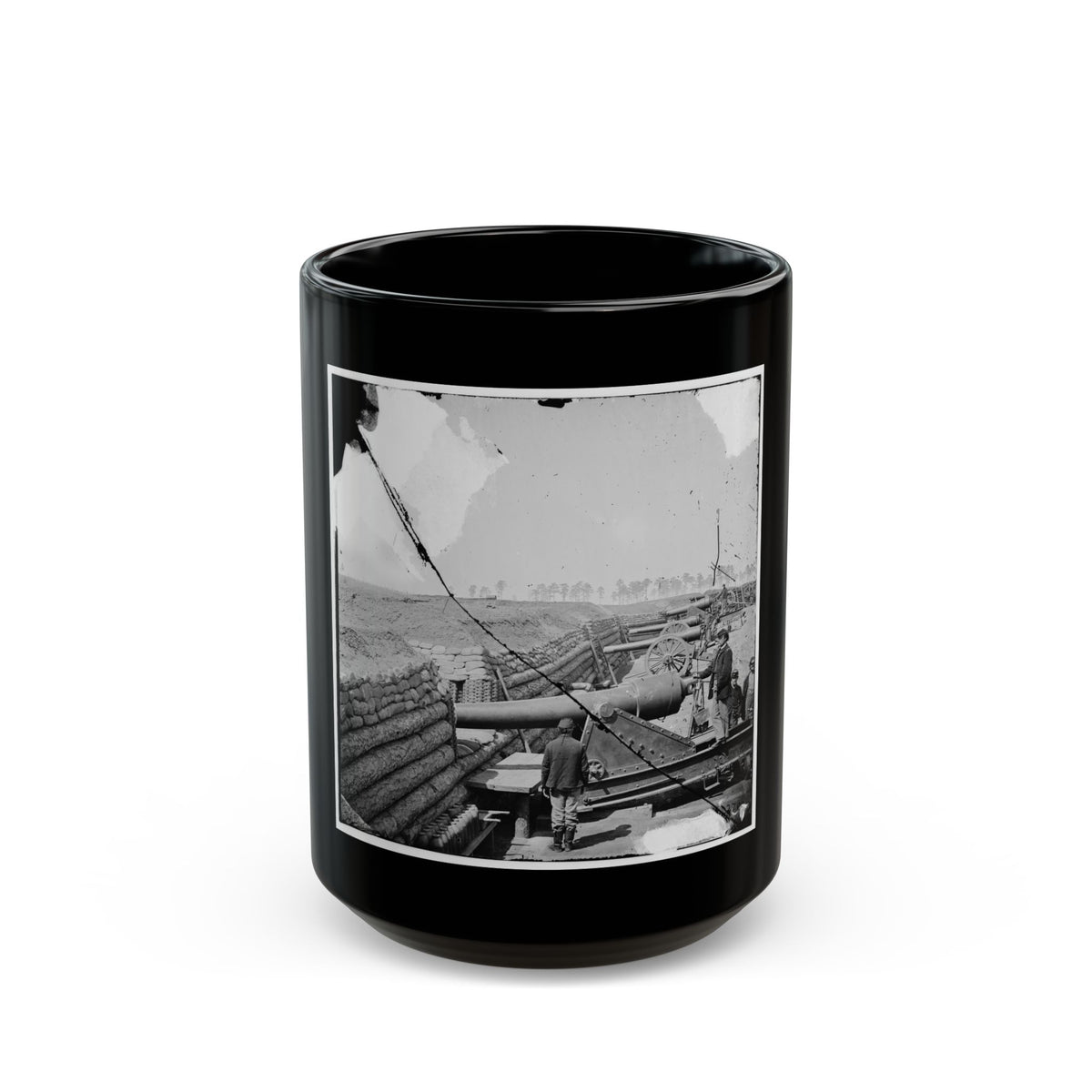 Fort Brady, Va. Battery Of Parrott Guns Manned By Company C, 1st Connecticut Heavy Artillery (U.S. Civil War) Black Coffee Mug