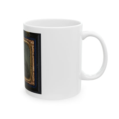 Unidentified Soldier In Union First Sergeant's Uniform And Unidentified Woman In Dress (U.S. Civil War) White Coffee Mug