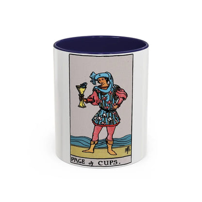 The Page of Cups (Tarot Card) Accent Coffee Mug-11oz-Navy-Go Mug Yourself