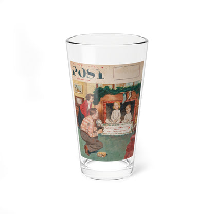 Christmas Greetings from the Cunninghams, study for Saturday Evening Post, December 11, 1954 - Pint Glass 16oz