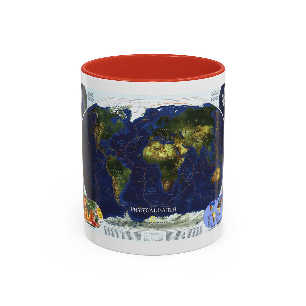 World Map - Physical Earth 1 (1998) (Map) Accent Coffee Mug