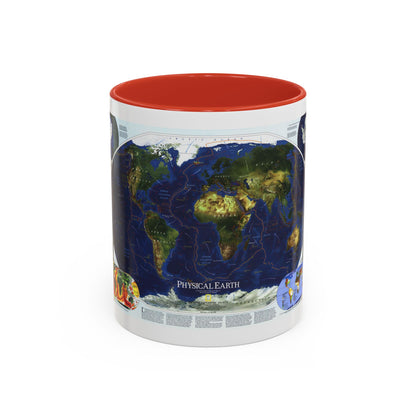 World Map - Physical Earth 1 (1998) (Map) Accent Coffee Mug
