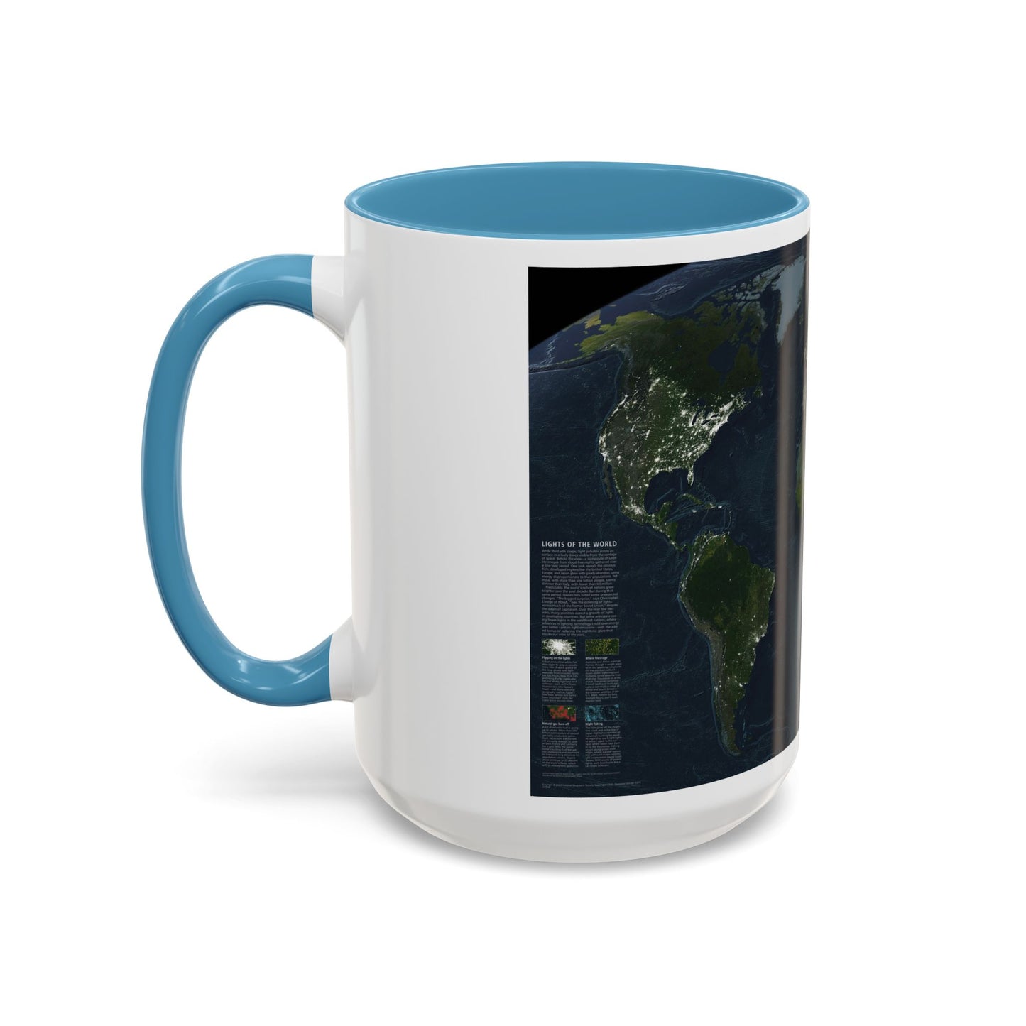 World Map - Earth at Night (2004) (Map) Accent Coffee Mug