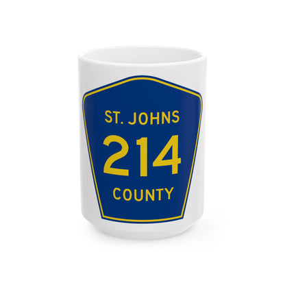 St. Johns County 214 (Florida) (Road Sign) White Coffee Mug
