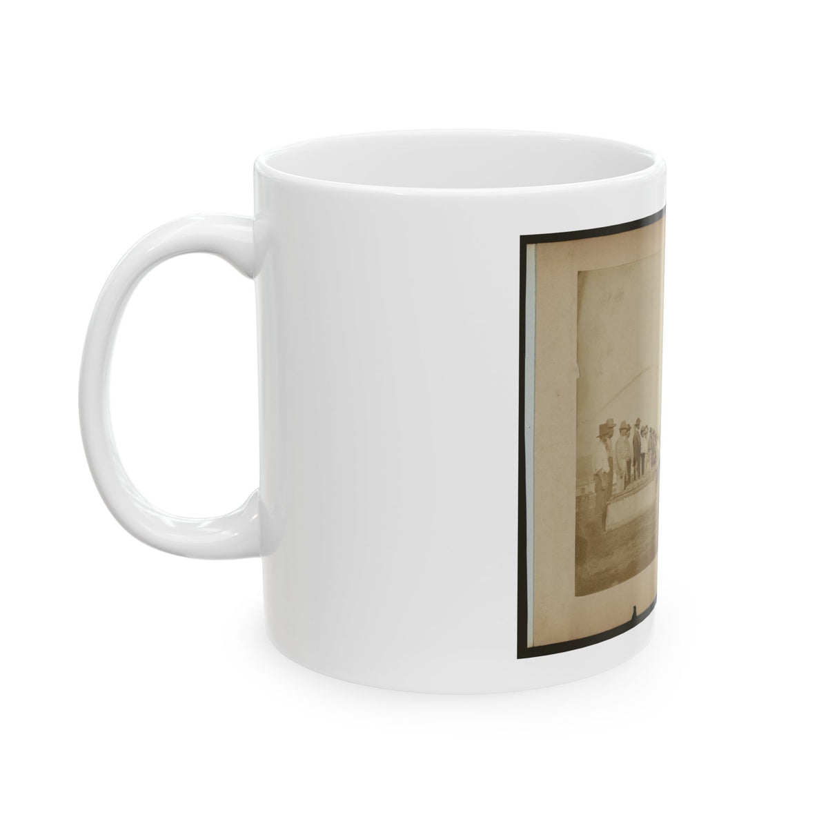 Military Construction In Northern Virginia  Men Standing On The Potomac River Bank With Assembled Blanket Boats (U.S. Civil War) White Coffee Mug